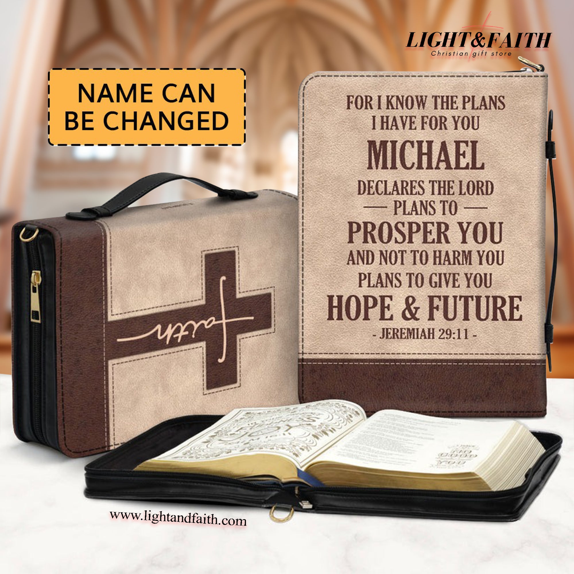 For I Know The Plans I Have For You Leather Book Cover, Classic Personalized Bible Cover,Christian Gift, Bible Covers Jesus Gifts